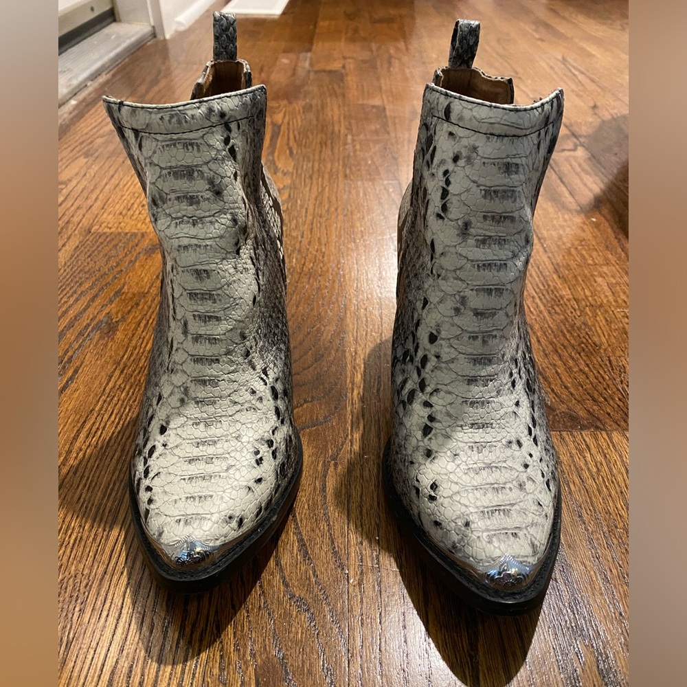 Jeffrey Campbell western snake skin ankle boots